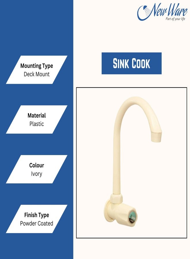 NEW WARE PVC Swan Neck Tap with Big Neck & Flange | Plastic Sink Cock for Kitchen, Bathroom & Wash Basin - Image 5